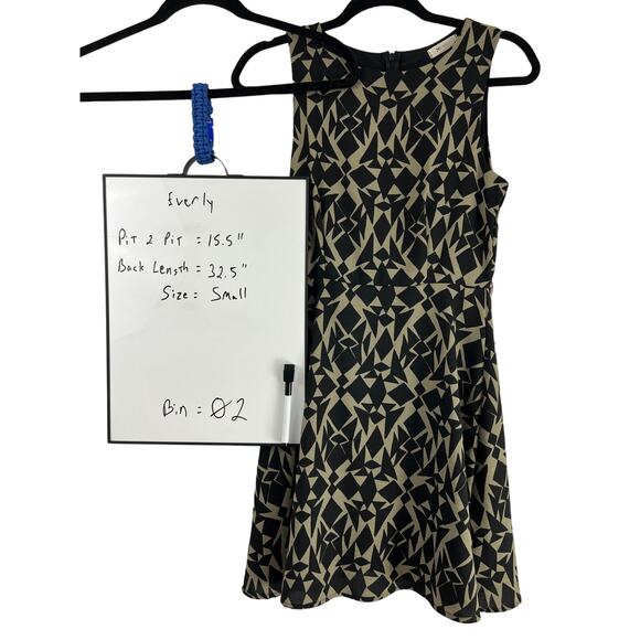 Anthropologie Everly Black/Tan Fit & Flare Geometric Fully Lined Dress Size S - Picture 3 of 7